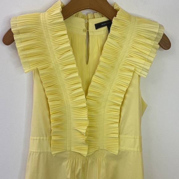 BCBG MaxAzria Yellow Ruffle Front Tie Waist Tank Dress - Picture 7 of 9
